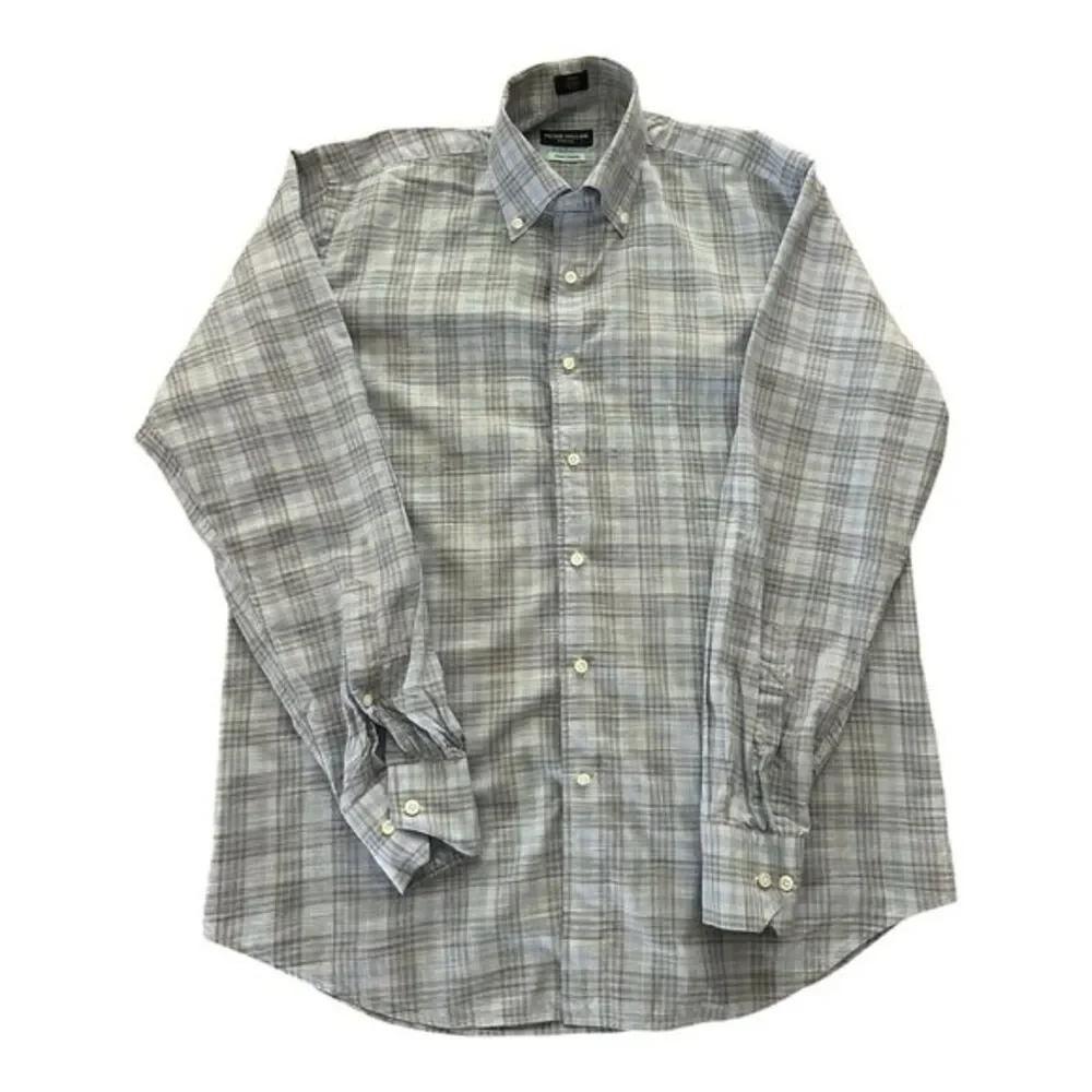 Peter Millar Shirt Mens Medium Summer Chambray Blue Striped Button Up - Picture 1 of 9